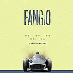Juan Manuel Fangio - Arte do carro - Ilustração por Piotr Buczkowski