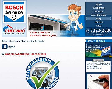 Criação e desenvolvimento de site para oficina Bosch Service Chefinho