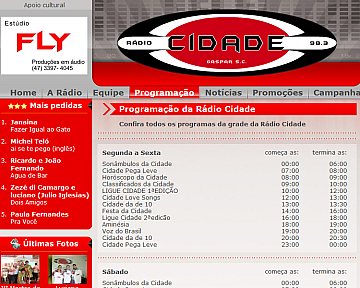 Criação e desenvolvimento de site para Rádio Cidade
