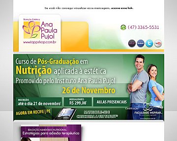 Criação de layout para e-mail marketing do tipo newsletter em Outubro de 2011 para Instituto Ana Paula Pujol