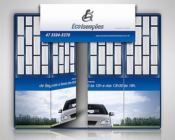 Criação de arte para fachada da Eco Isenções
