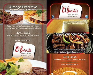 Flyer para Almoço Executivo e Happy Hour do El Burrito
