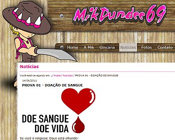 Criação e desenvolvimento de site para Mik Dundee 69