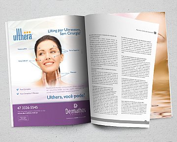 Criação de anúncio para revista, para Dermathos Clínica