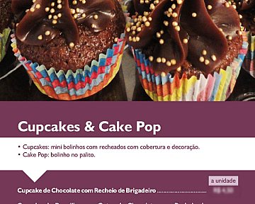 Criação de cardápio para Adriana Zim Doces Finos