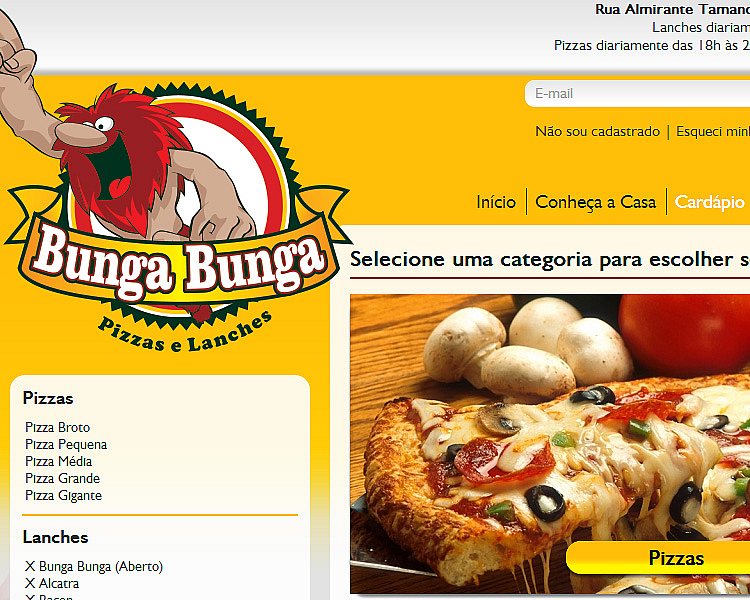 Criação e Desenvolvimento de site para o Bunga Bunga Pizzas e