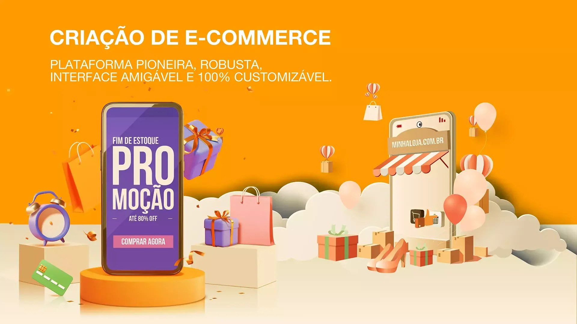 Criar minha loja agora - E-commerce sob medida: sua loja do jeito que você imaginou, para vender muito.